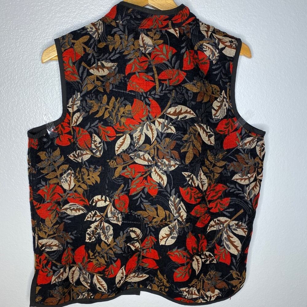 Embroidered Fall Leaves Vest Reversible Large - Picture 5 of 8